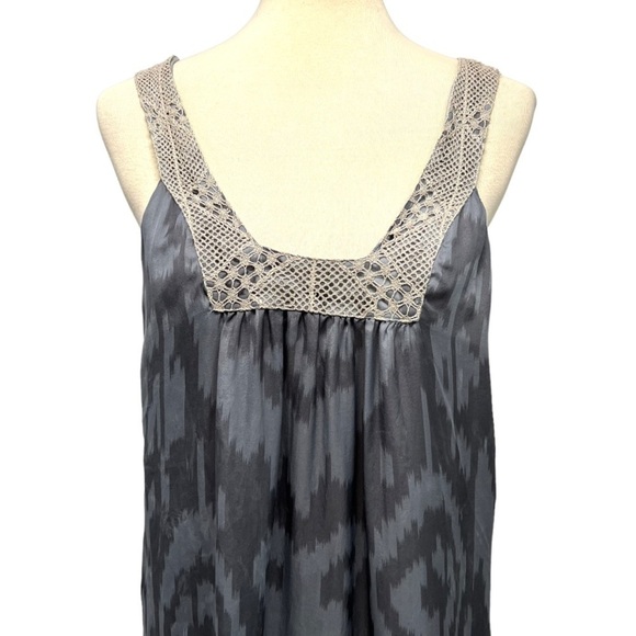 Jenni Kayne Silk Gray Print Square Neck Open Back Dress Womens 8 - Picture 2 of 11
